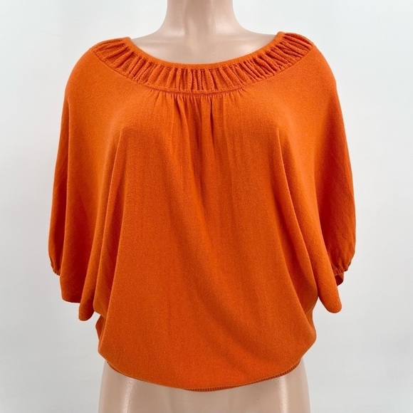 Anthropologie Moth Orange Knit Dolman Short-Sleeve Sweater - Picture 1 of 9